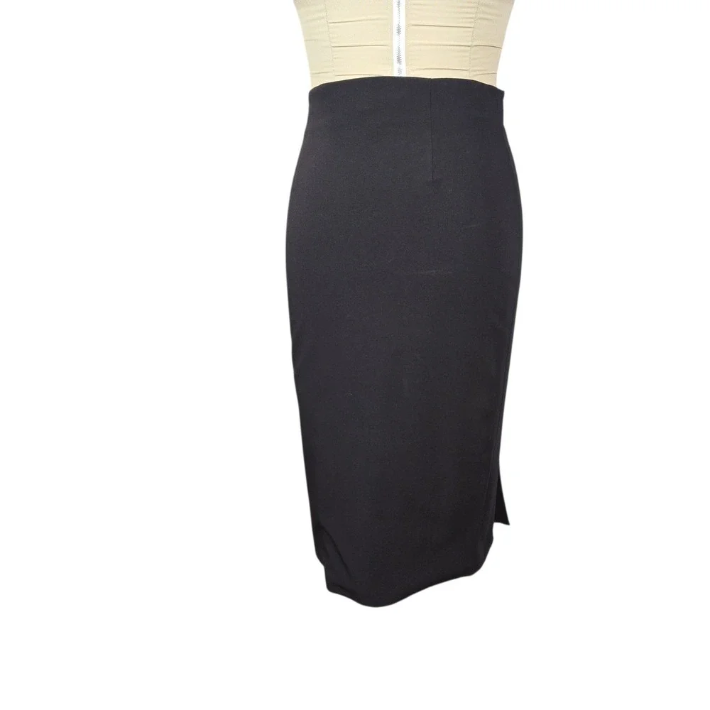 Worthington Black Pencil Skirt Lace Up Side Slit Midi‎ Size 8 Business Casual